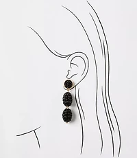 Beaded Triple Drop Statement Earrings