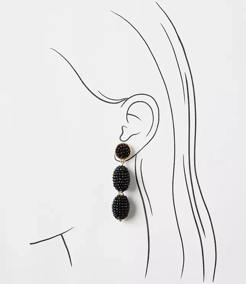 Beaded Triple Drop Statement Earrings