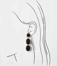 Beaded Triple Drop Statement Earrings