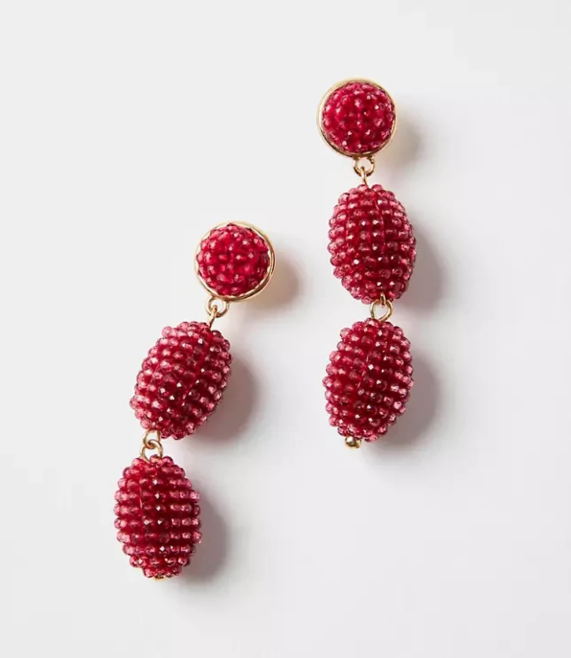 Beaded Triple Drop Statement Earrings