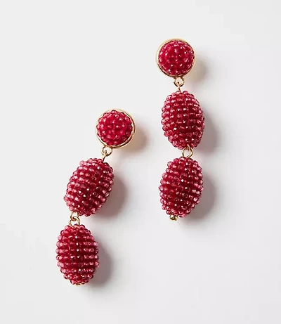 Beaded Triple Drop Statement Earrings