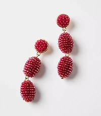 Beaded Triple Drop Statement Earrings