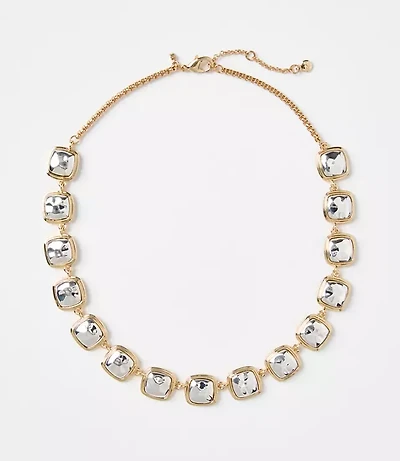 Mixed Metal Square Statement Necklace