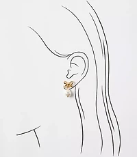 Pearlized Bow Drop Delicate Earrings