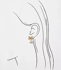 Pearlized Bow Drop Delicate Earrings