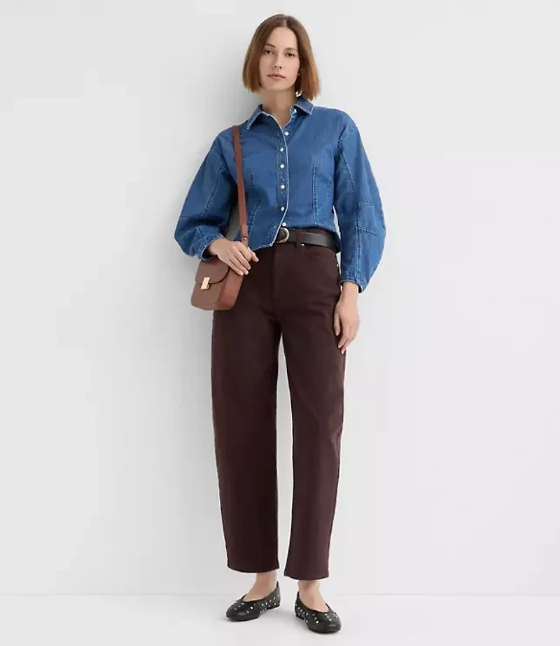 Barrel Sleeve Denim Shirt Classic Mid Wash