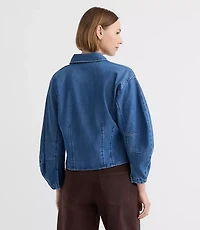 Barrel Sleeve Denim Shirt Classic Mid Wash