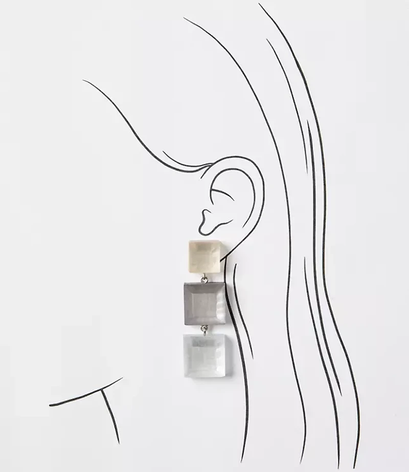 Italian Collection Square Drop Statement Earrings