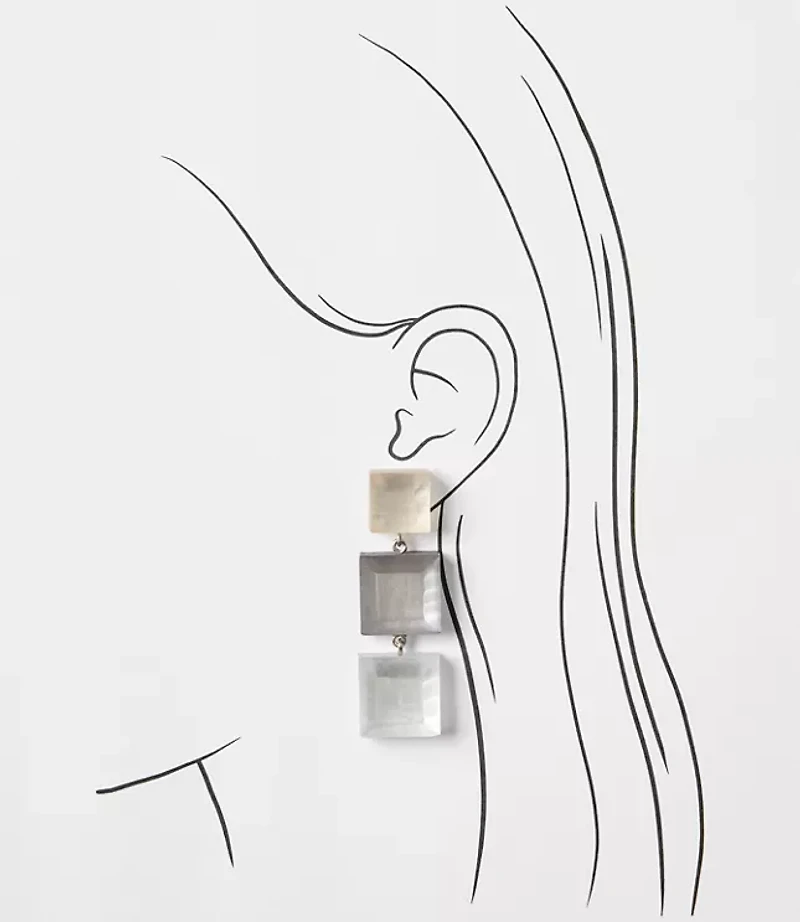 Italian Collection Square Drop Statement Earrings