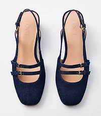Denim Mary Jane Slingback Heels