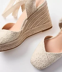 Eyelet Lace Up Espadrille Wedges