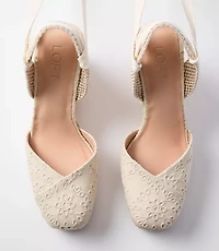 Eyelet Lace Up Espadrille Wedges