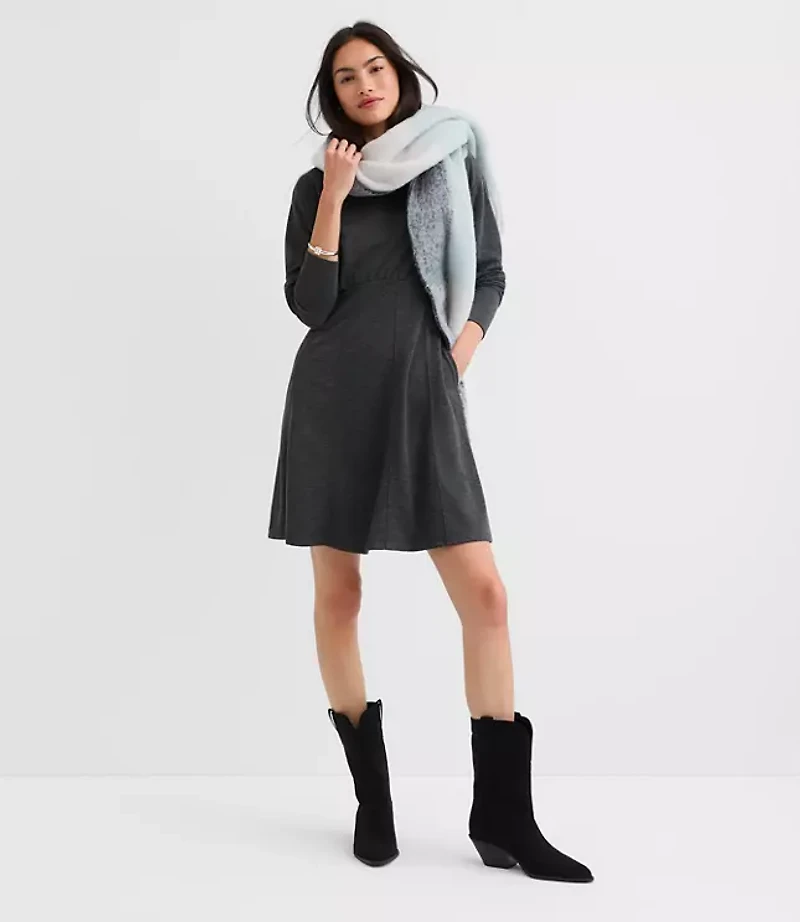 Petite Seamed Sweatshirt Mini Pocket Dress