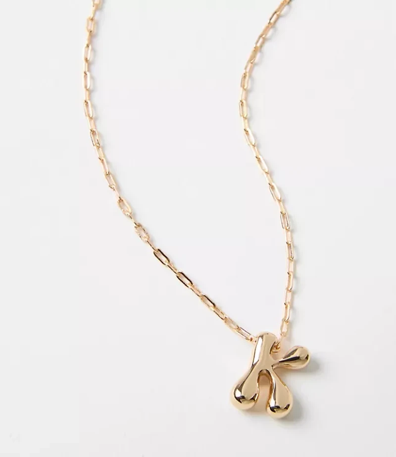Bubble Letter Initial Necklace