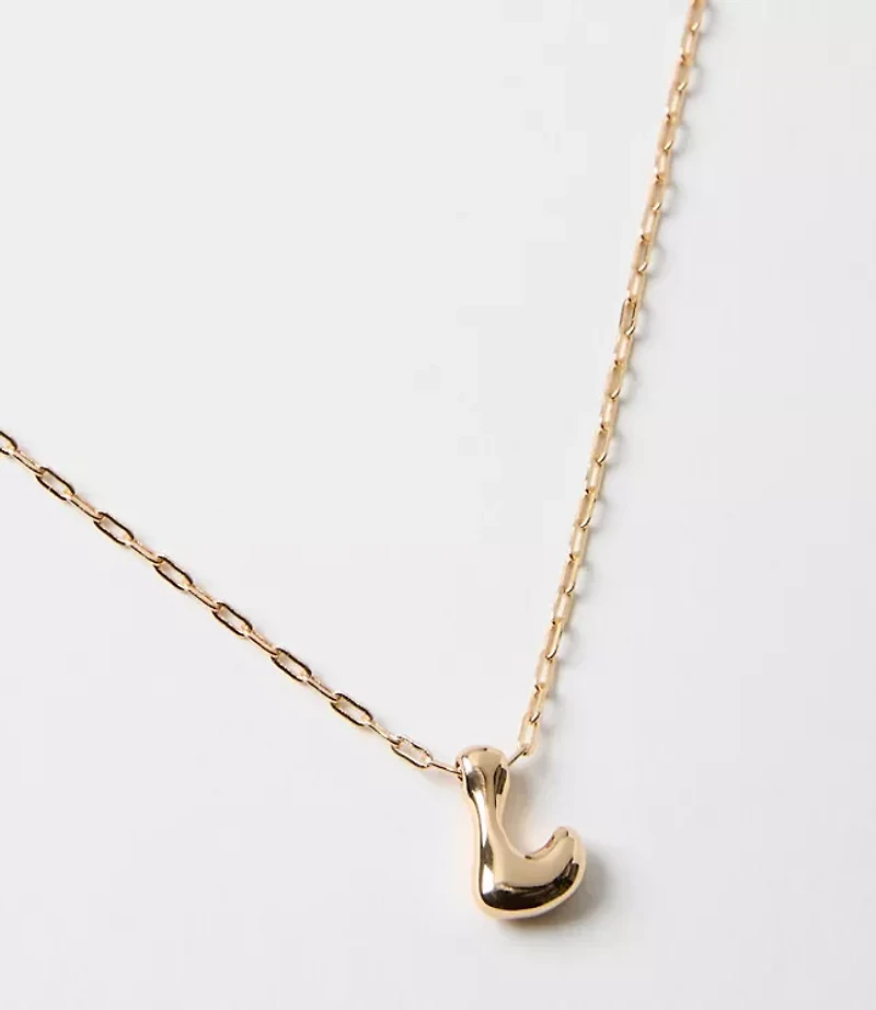 Bubble Letter Initial Necklace