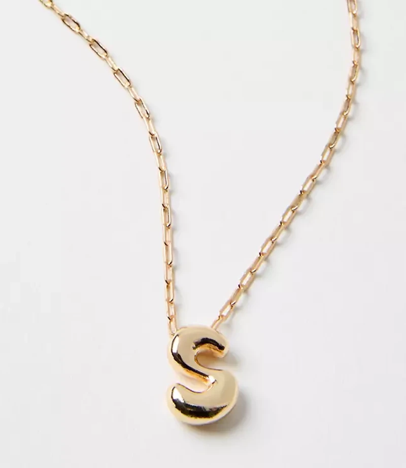 Bubble Letter Initial Necklace