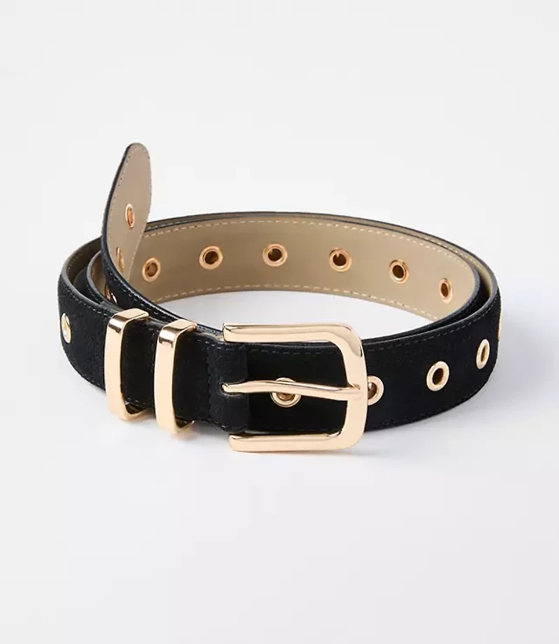 Grommet Double Metal Keeper Suede Belt
