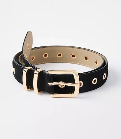 Grommet Double Metal Keeper Suede Belt