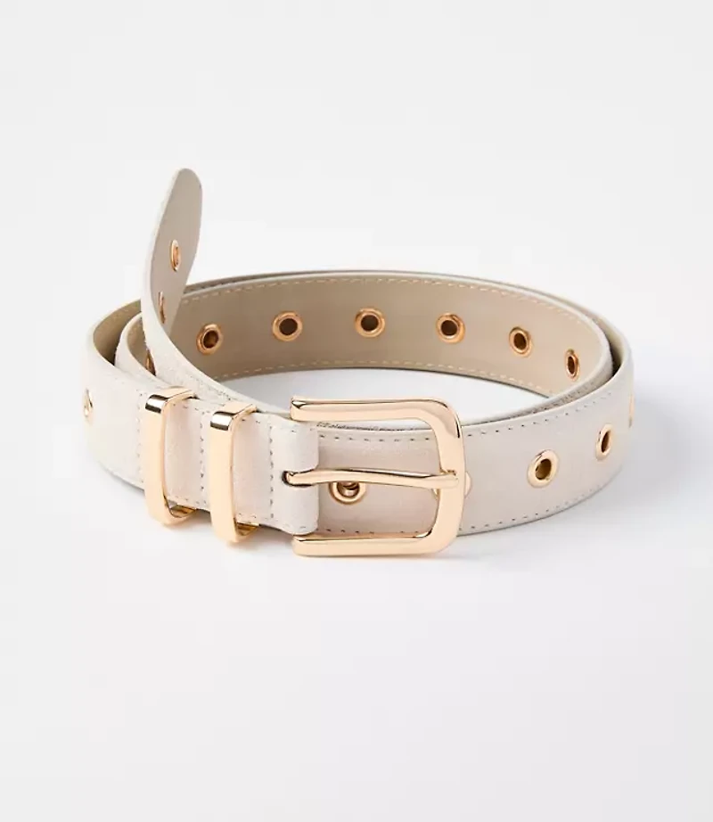 Grommet Double Metal Keeper Suede Belt