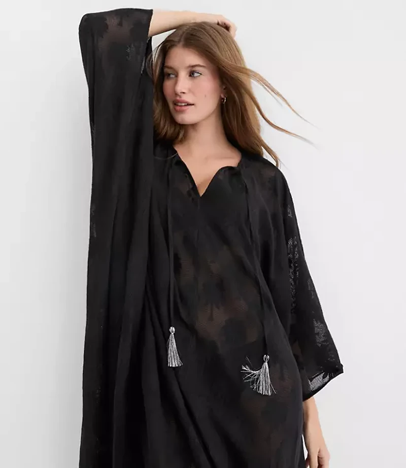 LOFT Beach Palm Mesh Maxi Swimsuit Coverup