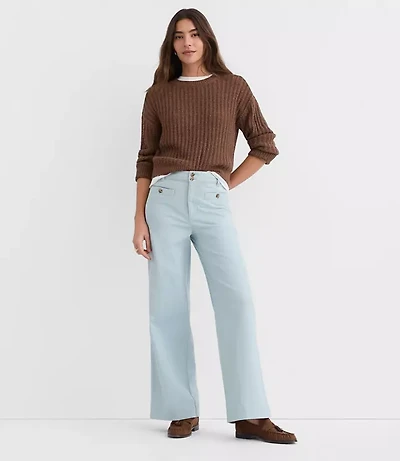 Welt Pocket Palmer Wide Leg Pants Twill