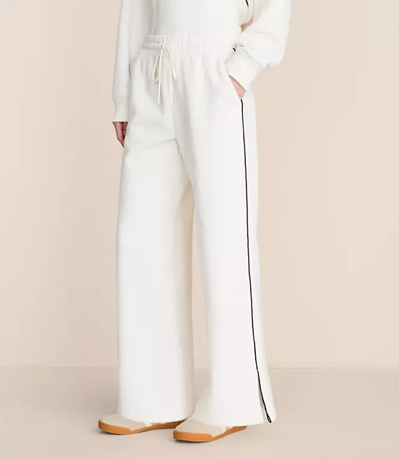 Lou & Grey Piped Elite Fleece Wide Leg Sweatpants