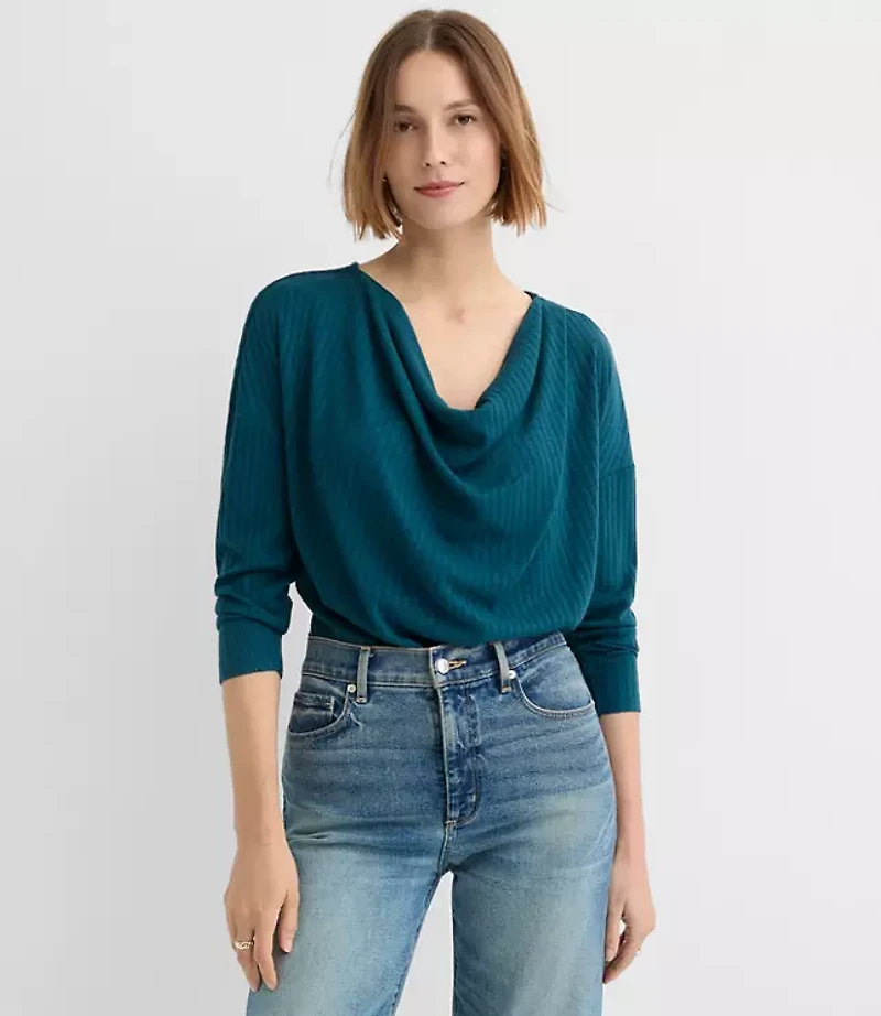 Cozy Ribbed Cowl Neck Top