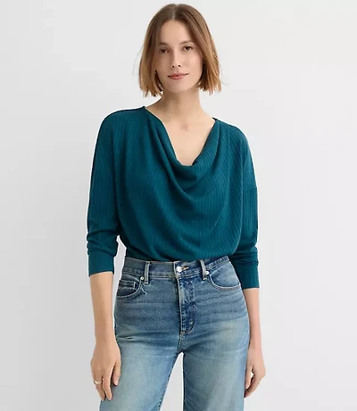 Cozy Ribbed Cowl Neck Top