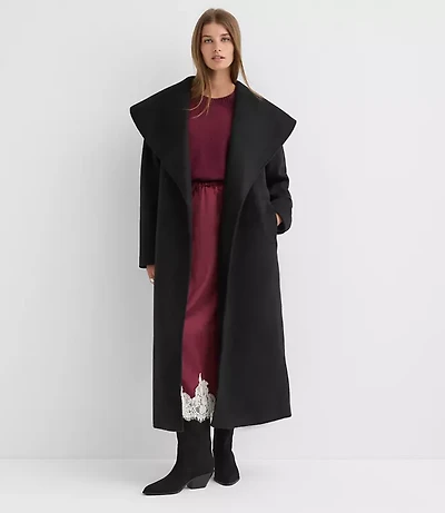 Doubleface Shawl Collar Belted Coat