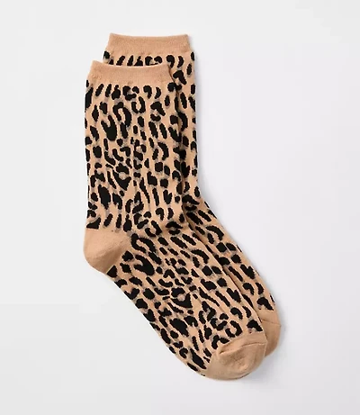 Leopard Print Crew Socks