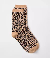 Leopard Print Crew Socks