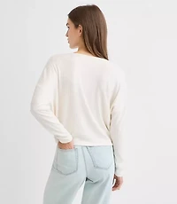 Petite Cozy Ribbed Cowl Neck Top