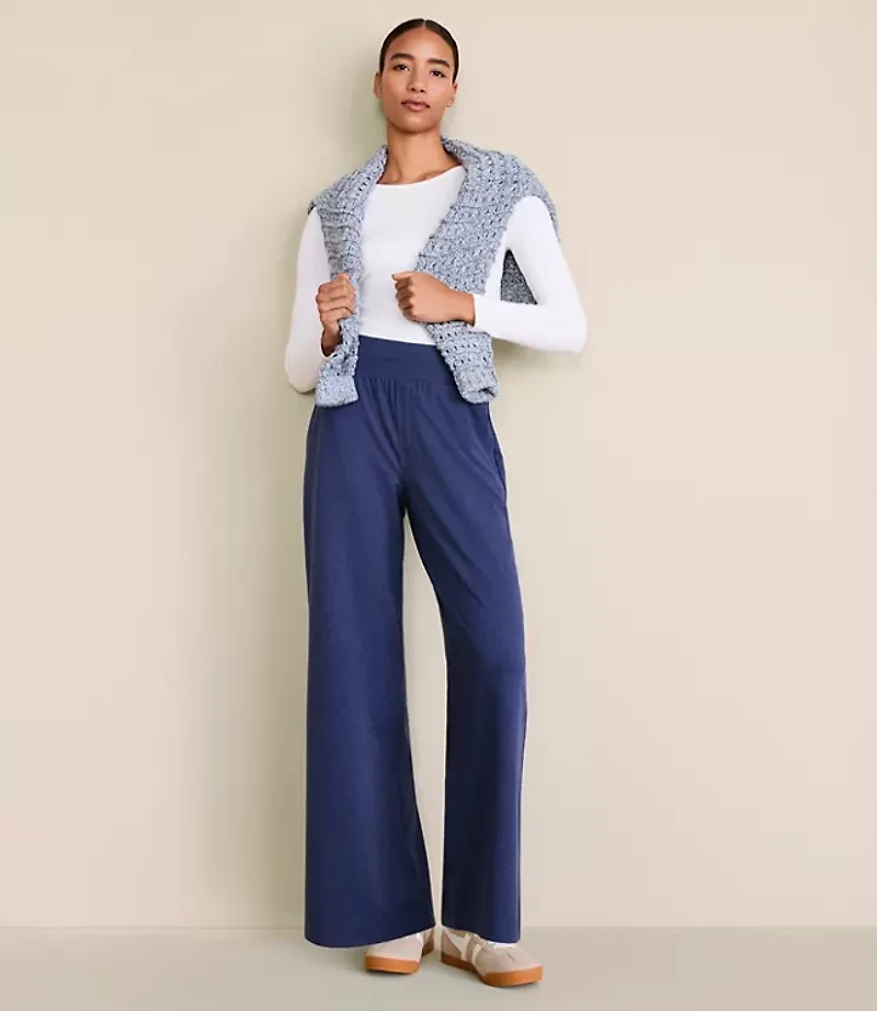 Lou & Grey Heathered Brushedsoft Wide Leg Pants