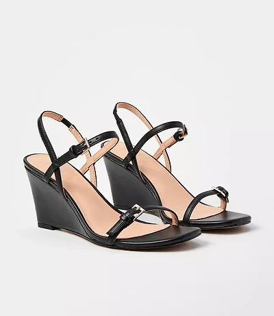 Double Buckle Wedge Sandals