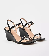 Double Buckle Wedge Sandals