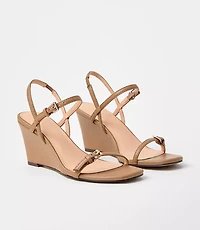 Double Buckle Wedge Sandals
