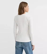 Petite Metallic Button Henley Top