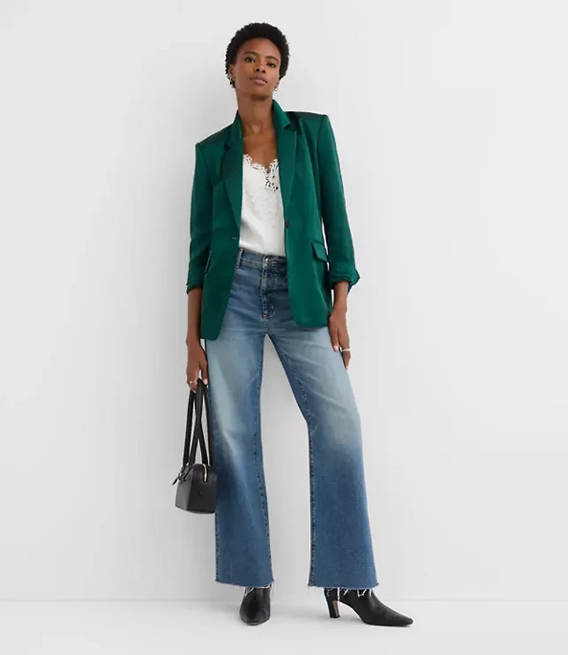 Petite Satin Belted Modern Blazer