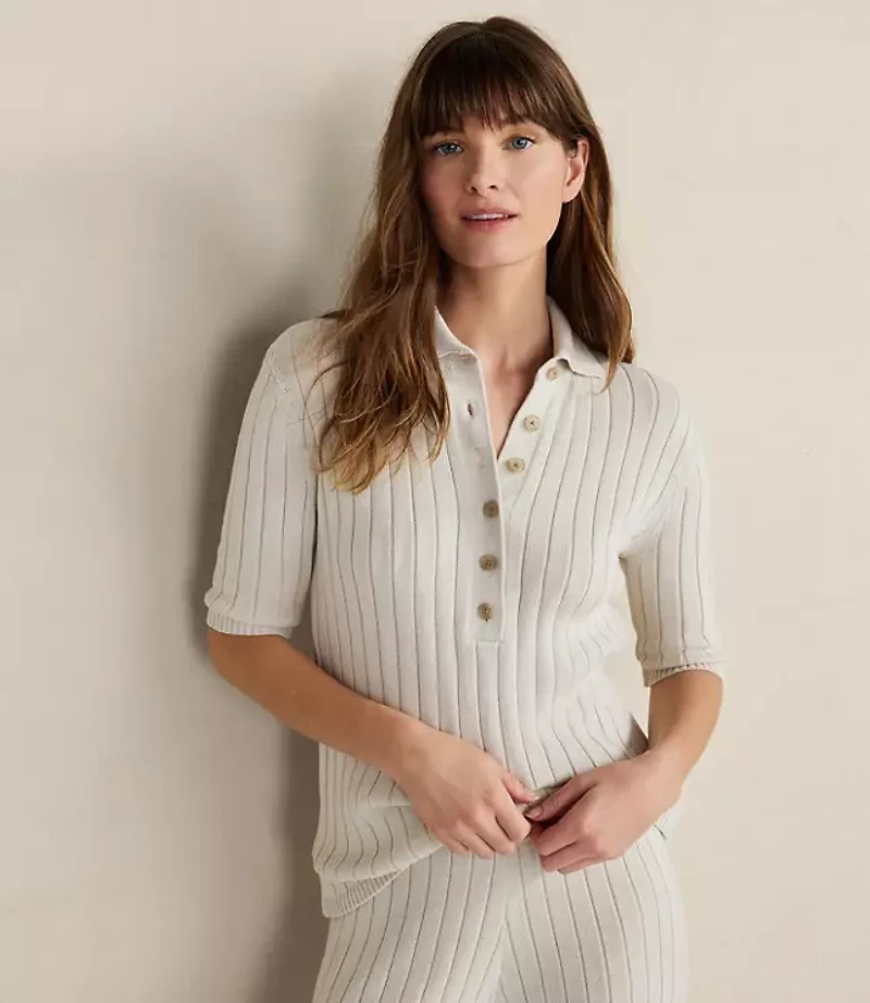 Haven Well Within Organic Cotton Ribbed Johnny Collar Sweater