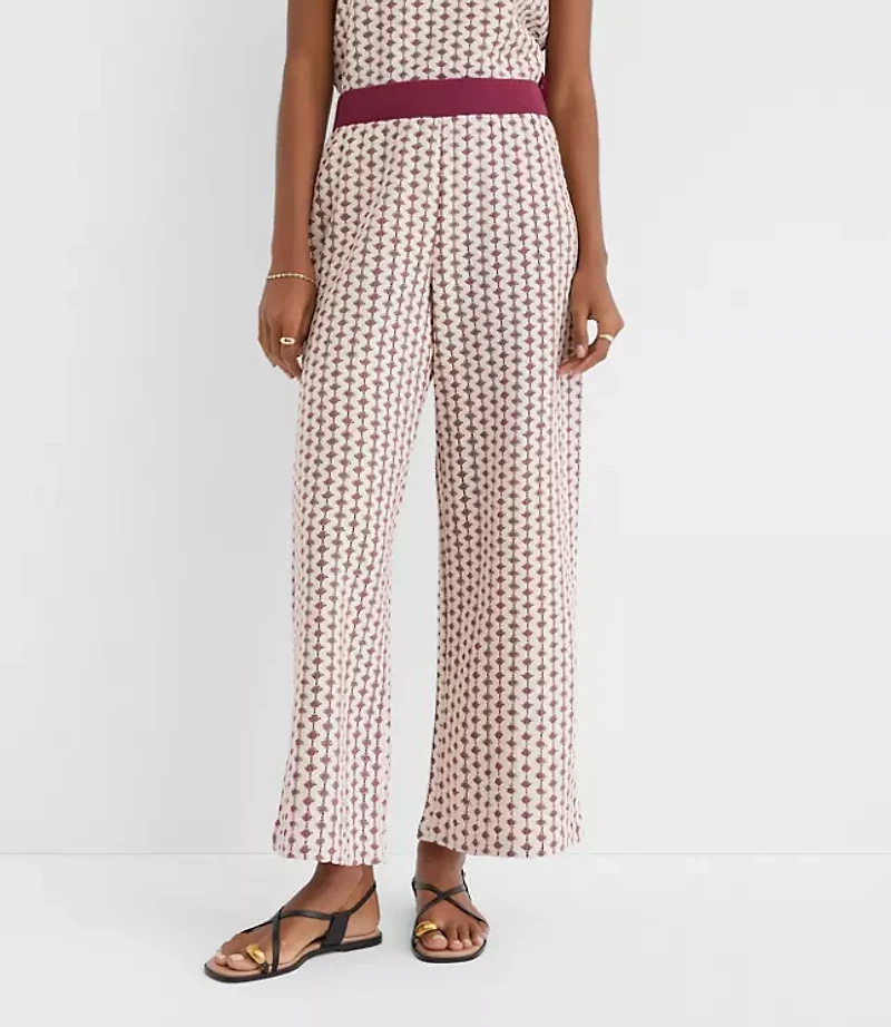 LOFT Beach Geo Crochet Wide Leg Pants