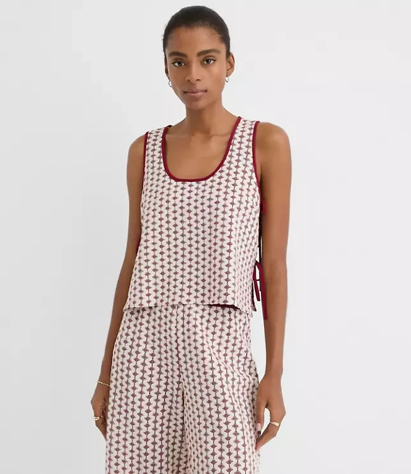 LOFT Beach Geo Crochet Side Tie Tank Top