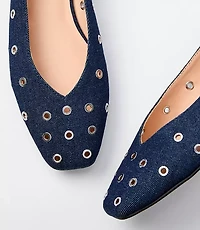 Denim Grommet High Vamp Ballet Flats