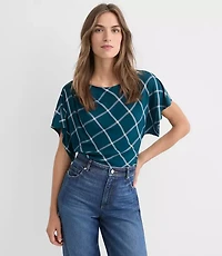 Petite Plaid Pleated Wedge Top