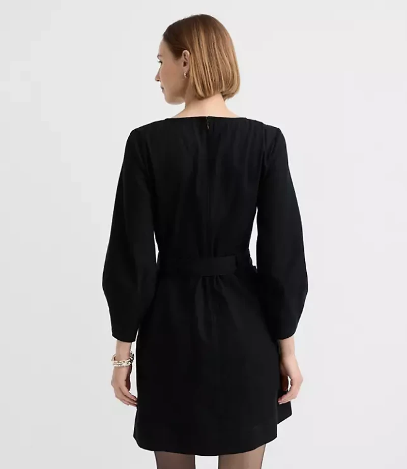 Seamed Twill Belted Mini Pocket Dress