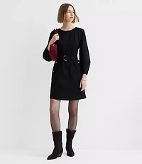 Seamed Twill Belted Mini Pocket Dress