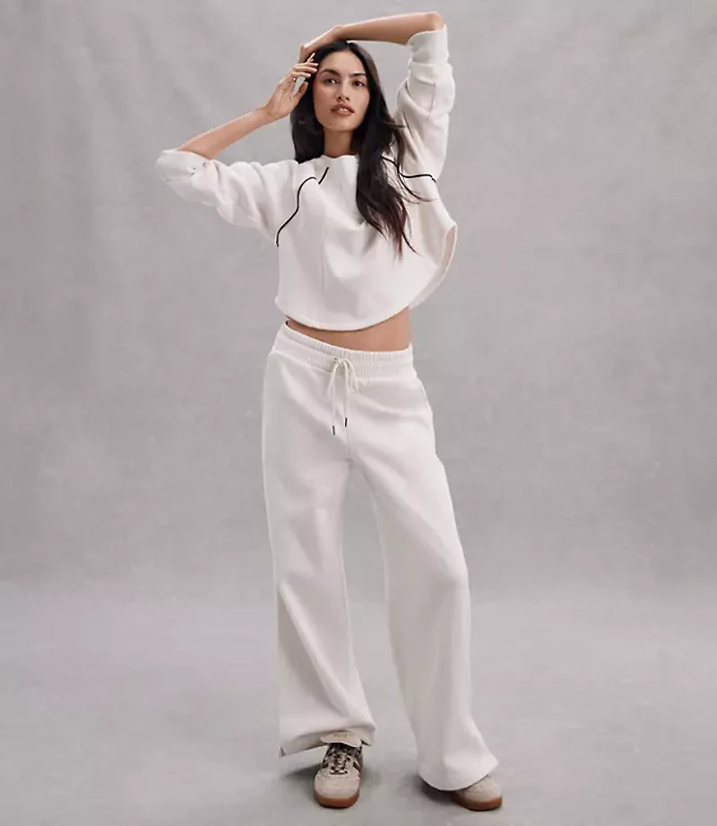 Petite Lou & Grey Piped Elite Fleece Wide Leg Sweatpants