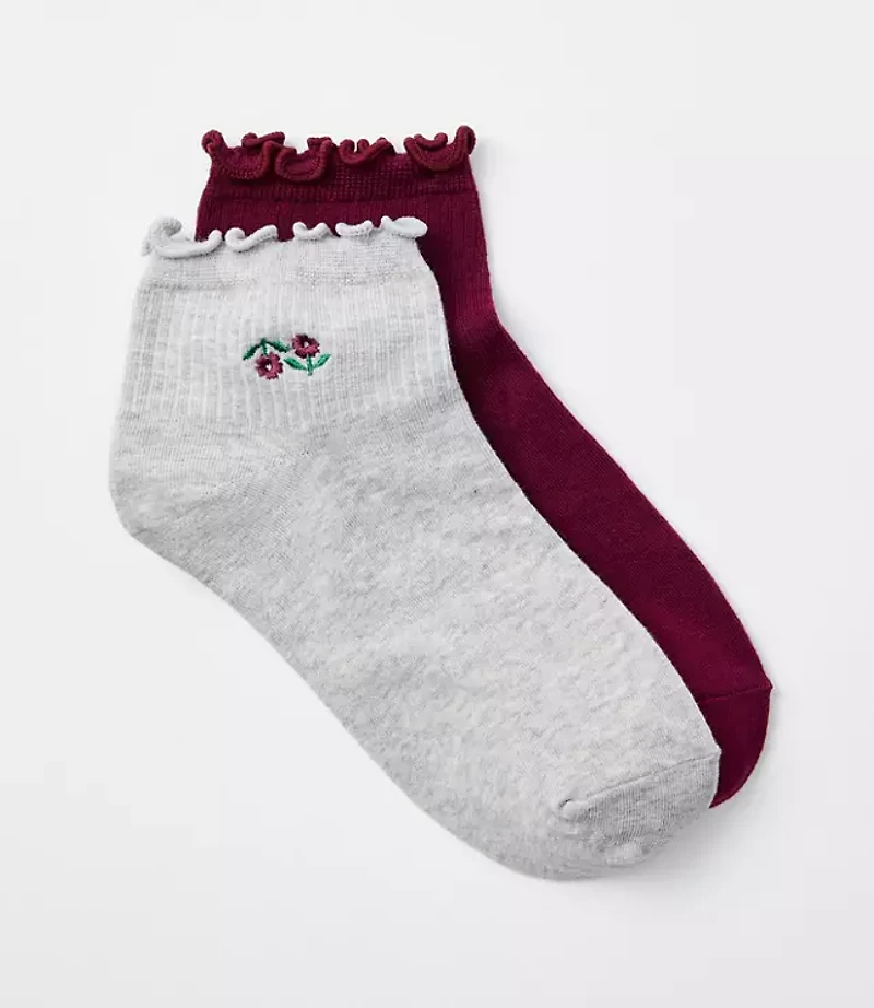 Flower & Stripe Ankle Sock Set
