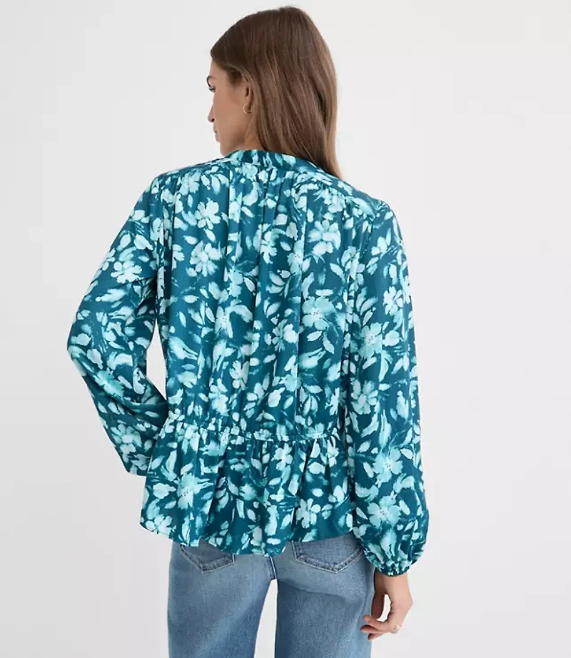 Petite Floral Gathered Peplum Blouse