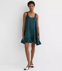 Petite Satin Ruffle Mini Pocket Dress