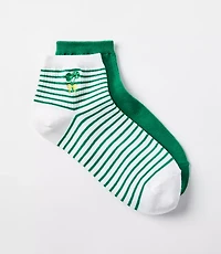 Clover Stripe & Solid Ankle Sock Set